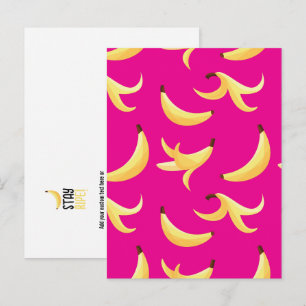 Funny Retro Yellow Banana Pattern Party Editable Holiday Postcard