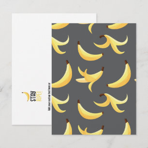 Funny Retro Yellow Banana Pattern Party Editable Holiday Postcard