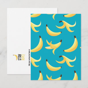 Funny Retro Yellow Banana Pattern Party Editable Holiday Postcard