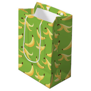 Funny Retro Yellow Banana Pattern Party Editable Medium Gift Bag