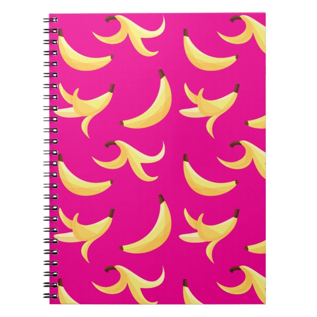 Funny Retro Yellow Banana Pattern Party Editable Notebook (Front)