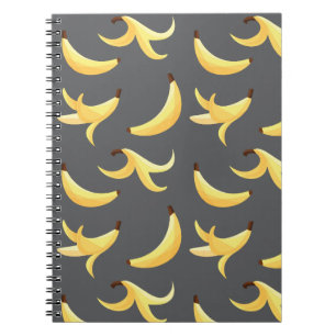 Funny Retro Yellow Banana Pattern Party Editable Notebook