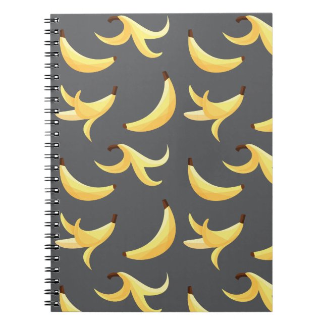 Funny Retro Yellow Banana Pattern Party Editable Notebook (Front)
