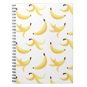 Funny Retro Yellow Banana Pattern Party Editable Notebook