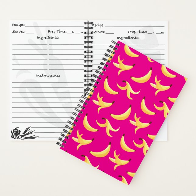 Funny Retro Yellow Banana Pattern Party Editable Notebook (Inside)
