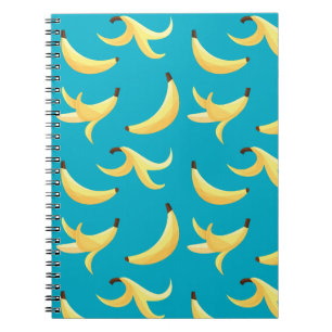 Funny Retro Yellow Banana Pattern Party Editable Notebook