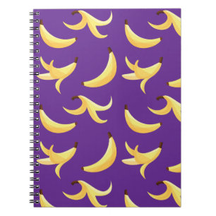 Funny Retro Yellow Banana Pattern Party Editable Notebook