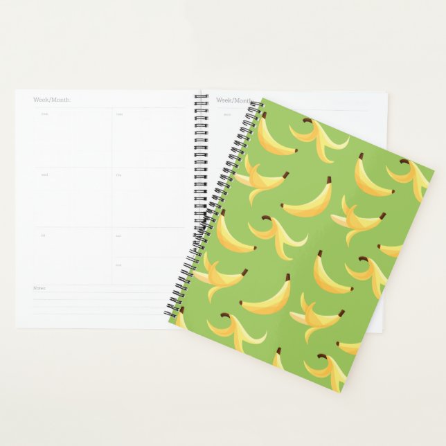 Funny Retro Yellow Banana Pattern Party Editable Planner (Display)
