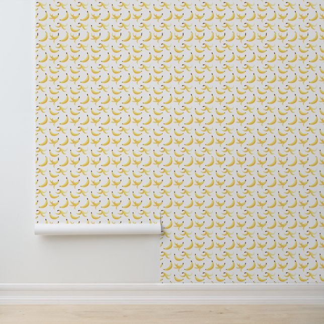 Funny Retro Yellow Banana Pattern Party Editable Wallpaper (Application)