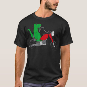 Funny Rex Dinosaur On Red Motorcycle Dino Biker Ri T-Shirt