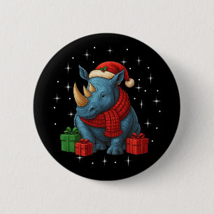 Funny Rhino Christmas Pj Pajama Men Women Pjs For 6 Cm Round Badge