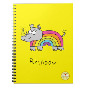 Funny Rhino Rainbow Cute Kids Cartoon Notebook