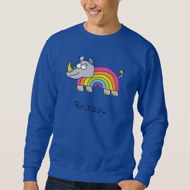 Funny Rhino Rainbow Cute Kids Cartoon Sweatshirt (Front)