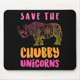 Funny Rhino Save Chubby Unicorns Animal Rights Mouse Pad