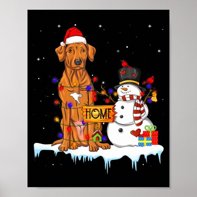 Funny Rhodesian Ridgeback Dog Christmas Snowman Xm Poster (Front)