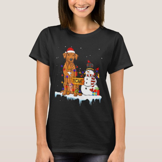 Funny Rhodesian Ridgeback Dog Christmas Snowman Xm T-Shirt (Front)