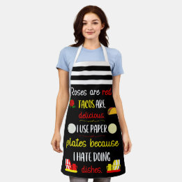 Funny Rhyme Roses, Tacos, Paper Plates and Dishes Apron