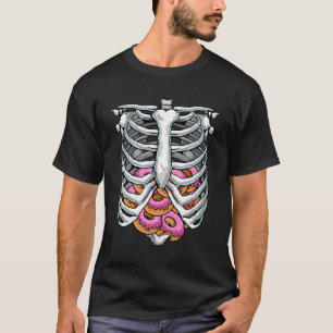Funny Rib Cage Skeleton X-Ray Doughnut Halloween D T-Shirt