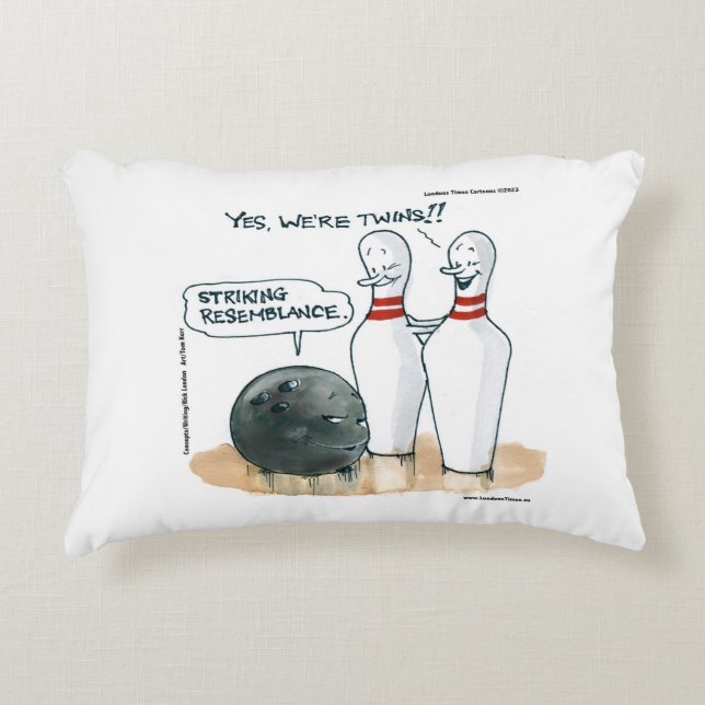 Funny Rick London Cartoons Bowling Comic  Decorative Cushion (Front)