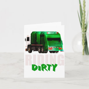 Funny Riding Dirty Recycling Garbage Truck Earth D Card
