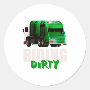 Funny Riding Dirty Recycling Garbage Truck Earth D Classic Round Sticker