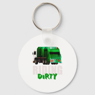 Funny Riding Dirty Recycling Garbage Truck Earth D Key Ring