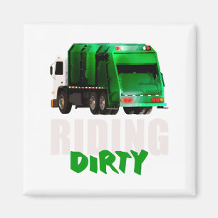 Funny Riding Dirty Recycling Garbage Truck Earth D Magnet