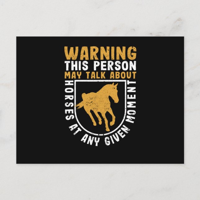 Funny riding horse warning This person can talk Postcard (Front)