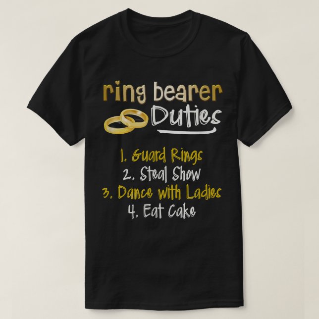 FUNNY RING BEARER DUTIES  Cute Wedding Gift  T-Shirt (Design Front)