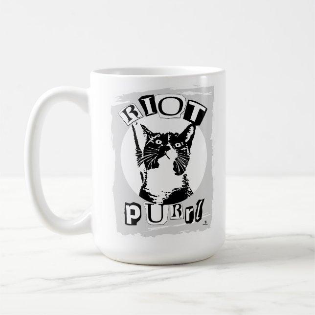 Funny Riot Purrul Girl Punk Cat Design Coffee Mug (Left)
