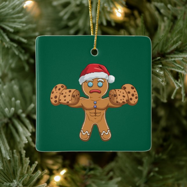  Funny Ripped Gingerbread Man Christmas  Ceramic Ornament (Tree)
