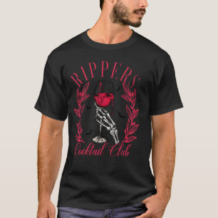 Funny Rippers Cocktail Club Skeleton Hand Hallowee T-Shirt