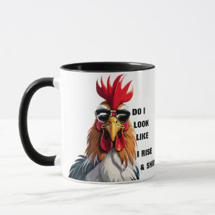 Funny Rise & Shine Grumpy Morning Rooster Humor Mug