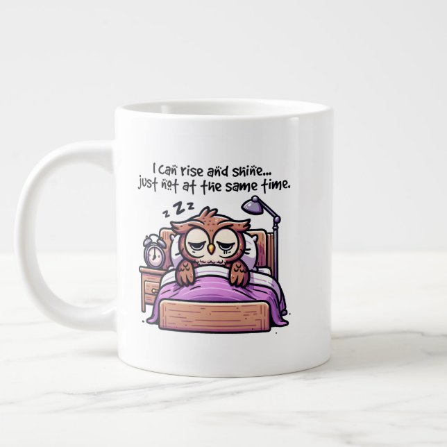 Funny rise shine word art  large coffee mug (Left)