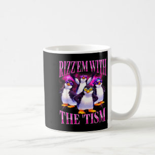 Funny rizz em with the tism retro penguin meme  coffee mug