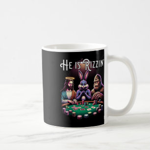 Funny Rizz He Is Rizzin Jesus Easter Bunny Bigfoot Coffee Mug