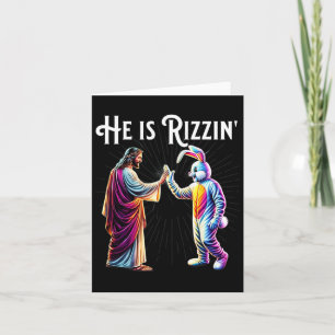 Funny Rizz He Is Rizzin Jesus High Five Easter Bun Card