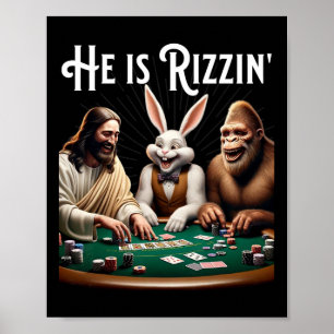 Funny Rizz He Is Rizzin Jesus Poster