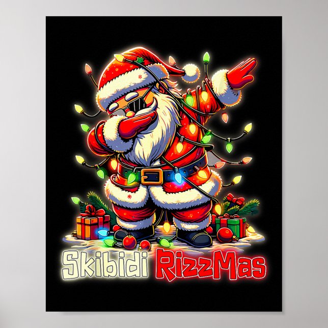 Funny Rizz Santa Claus Dabbing Christmas Skibidi R Poster (Front)