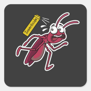 Funny Roach Insecticide Square Sticker