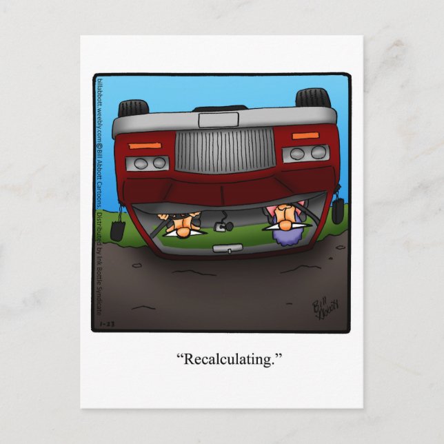 Funny Road Trip Humour Postcard (Front)