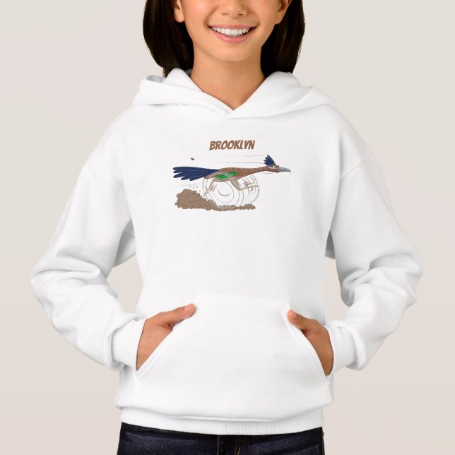 Funny roadrunner bird cartoon illustration (Front)