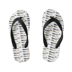 Funny roadrunner bird cartoon illustration kid's thongs