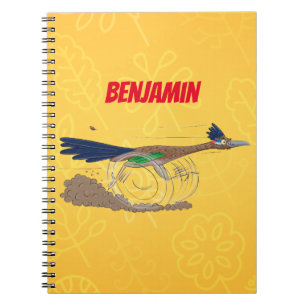 Funny roadrunner bird cartoon illustration notebook