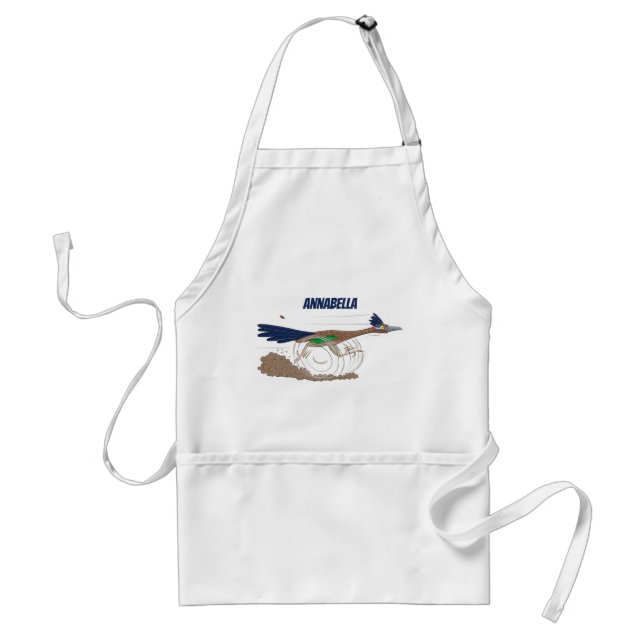 Funny roadrunner bird cartoon illustration standard apron (Front)