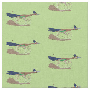 Funny roadrunner desert bird cartoon illustration fabric