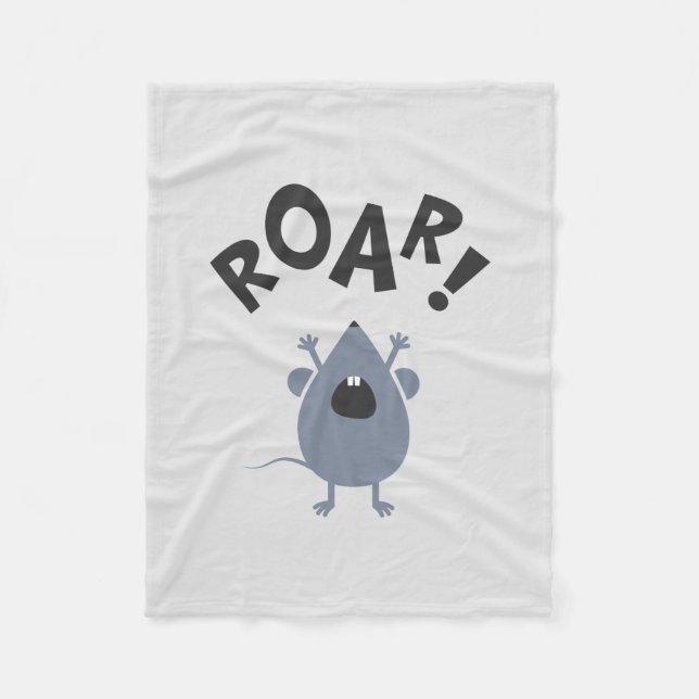 Funny Roar Mouse Design Fleece Blanket (Front)