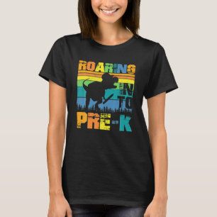 Funny Roaring Into Pre K Dinosaur Back To School T-Shirt