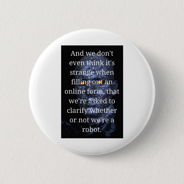 Funny Robot 6 Cm Round Badge (Front)