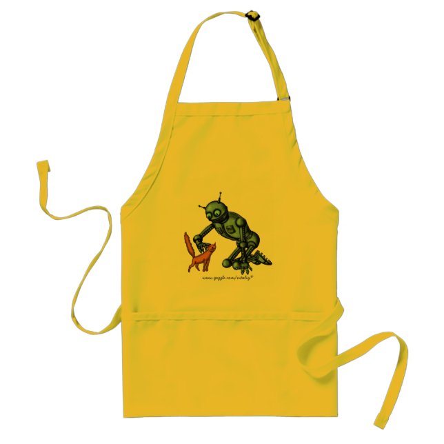 Funny robot and cat apron design (Front)